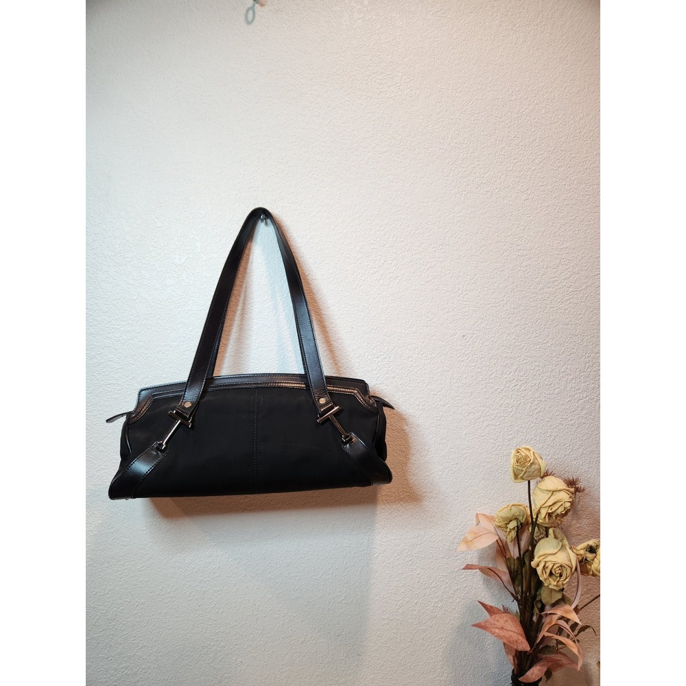 Tod's Black Nylon Leather Shoulder Bag Made in Italy Classic Minimalist Purse
